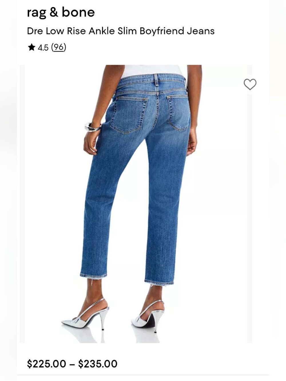 rag & bone Dre Low Rise Ankle Slim Boyfriend Jeans in Medium Blue